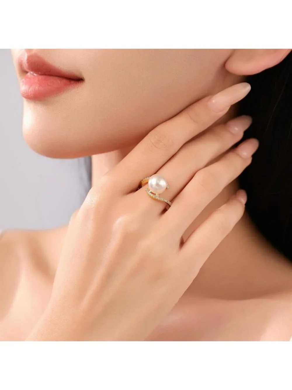 Elegant Gold Pearl Ring for Women | Adjustable Baroque Design | Chunky Statement
